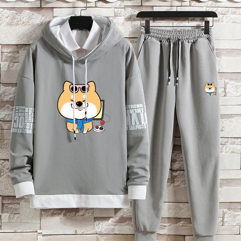 Long-sleeved Two-piece Spring and Autumn Fashion Loose Sports Men's Hooded Pullover Sweater Suit Long-sleeved Sweater Long Pants