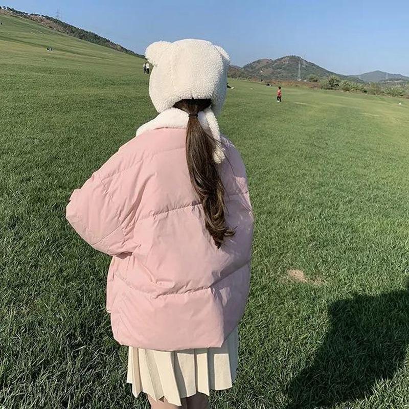 Korean Version of The Thick and Sweet Bow Tie Cotton-padded Jacket for Female Students Loose and Versatile Cotton-padded Jacket