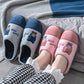 Winter Slippers Women Home Indoor Casual Plus Size Cotton Shoes Thick Fleece Warm Men Slippers Couples Slipper Blue Pink