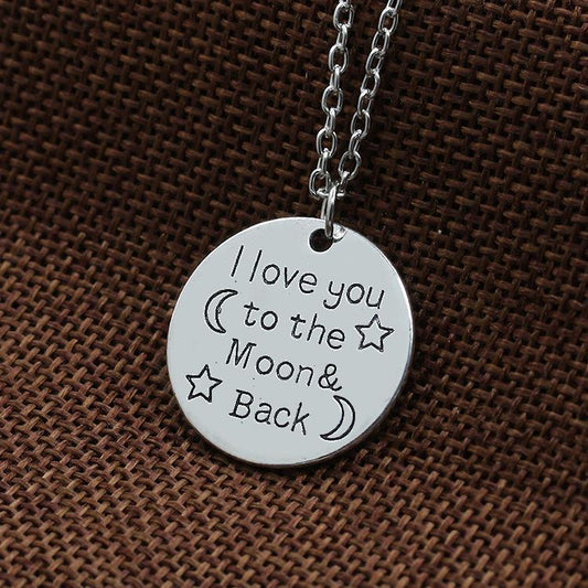 European and American English Alphabet Round Sweater Chain The Mon Back Pendant Necklace Jewelry