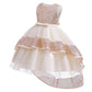 SHINA Girls Fashion Princess Dress Children Splicing of Sequins Sleeveless Wedding Events Clothing