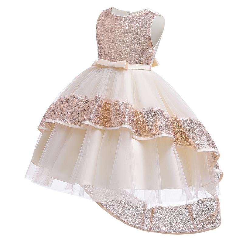 SHINA Girls Fashion Princess Dress Children Splicing of Sequins Sleeveless Wedding Events Clothing