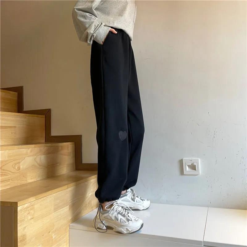 Spring and Summer Korean Style High-waist Drape Loose Loose Casual Trousers Thin Wide-leg Straight Sports Pants Student Girl Trend