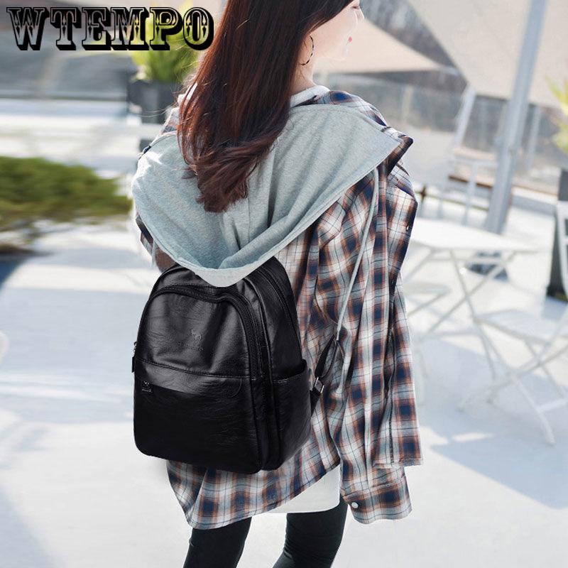Female Backpack Women Leather Large Capacity Travel Back pack simple style Rucksacks