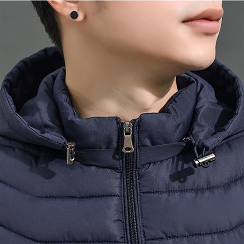 Men's Down Padded Short Slim Casual Hooded Padded Jacket Plus Velvet Warmth Plus Size Men's Padded Jacket