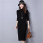 Thick Long Sweater Dress Women Half-high Autumn Winter Sweater Dress Female Casual Loose Knit Dress
