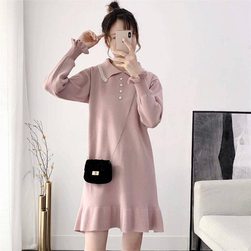 Long section knit skirt female new autumn and winter long sleeve bottoming shirt sweater skirt