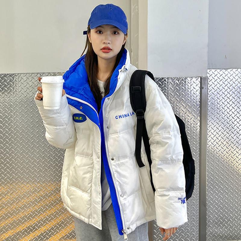 Glossy Short Women's Down Jacket Winter Korean Style Loose Cotton Clothes Casual Stand-collar Cotton Jacket