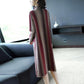 High-quality Elegant Contrast Color Striped Knitted Dress Women Fashion Sweater Outwear long Pullover Sweater Dress with Pockets Autumn Winter