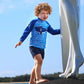 Children's Long-sleeved Cartoon Separate Swimsuit Kids Boys Cute Shark Long-sleeved Swimming Trunks Suit Comfortable Breathable Bathing Suit