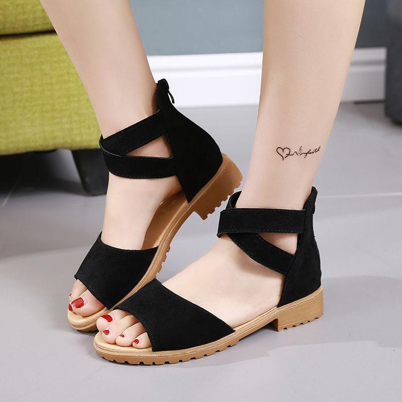 Women Flat Shoes Summer Soft Leather Leisure Ladies Sandals Casual Shoes