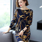 High-end Cashmere Sweater Women Autumn Plus Size Printed Wool Sweater Dress Women Mid-length Knit Dress Outwear