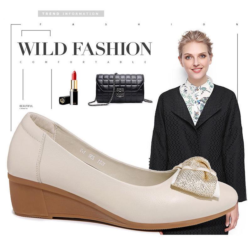 Womans Shoes Leather Wedge Platform Heels Office Ladies Shoes for Women Spring Autumn Female Zapatos Oxfords Fashion