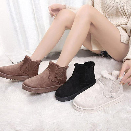Snow Boots Women's Short Tube One Pedal Thick Bread Shoes Winter Warmth and Velvet All-match Student Non-slip Cotton Shoes
