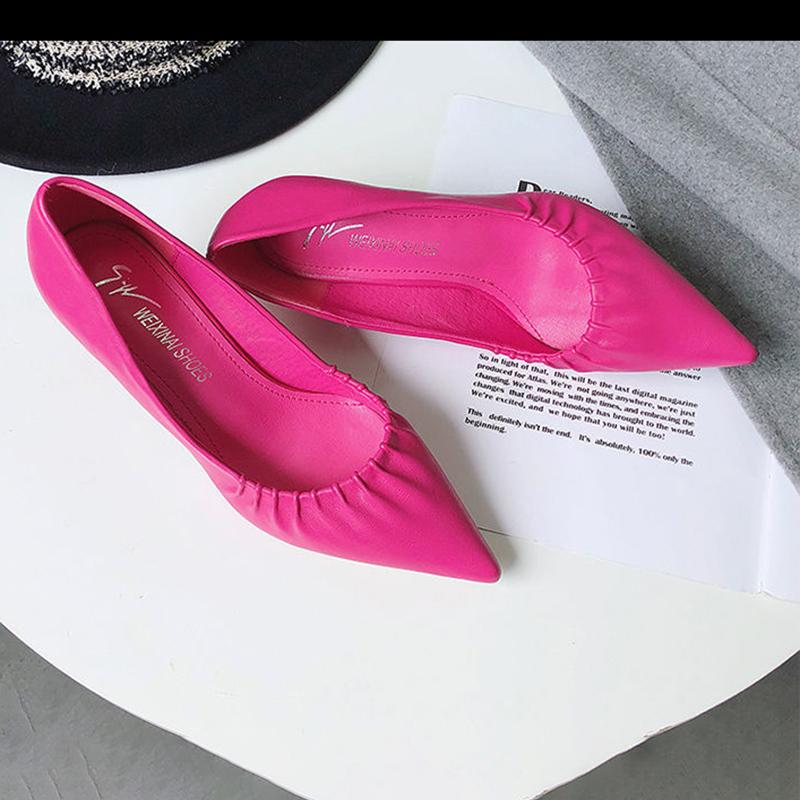 High Heels Women European Stiletto Mid-heel Pointed Toe Fashion High Heels Working Leather Shoes Women