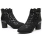 Sandals Women's Mesh Cool Boots All-match Hollow Rhinestone Breathable Thick-heeled Ankle Boots Women's Black High-heeled Boots