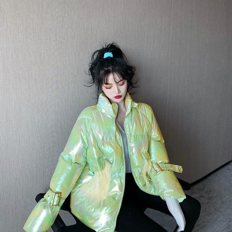 Winter Bright Down Down Padded Jacket Women's Short Loose Cotton-padded Coat Jacket Bread Coat Winter Warmth Thick Coat Disposable