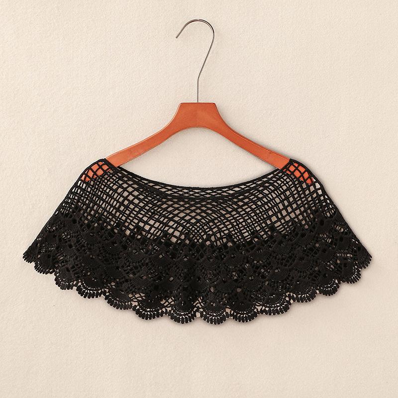 WTEMPO Summer Thin Sunscreen Solid Color Knotted Neckties Hollow Lace Shawl  Versatile  Pair with Dress