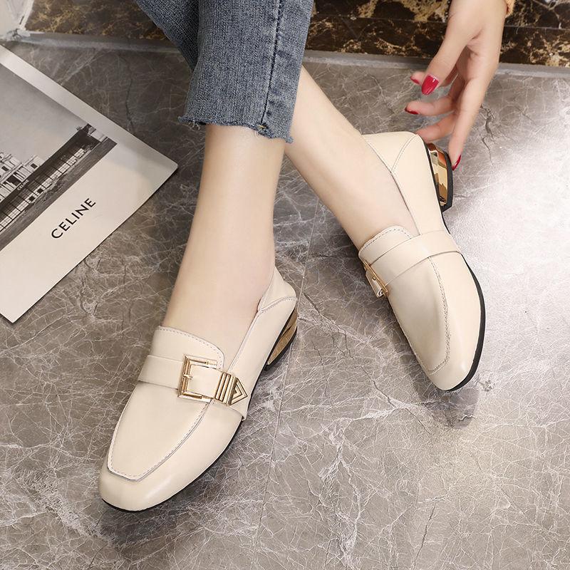 Soft Leather Thick Heel Shoes Female Spring Summer Small Leather Shoes British Style Wild Retro Square Head Single Shoes
