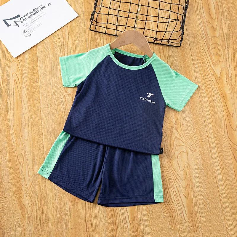 Children's Short-sleeved Suit Summer Quick-drying Underwear Thin Boys' Sports Jacket Breathable Small and Medium-sized Girls' Two-piece Suit