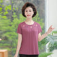 Embroidered Short-sleeved T-shirt Middle-aged and Elderly Women's Large Size Loose Bottoming Shirt Women's Short-sleeved Summer Top
