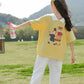 Girls Summer Clothes Breathable and Thin Stitching Contrast Color Design Short-sleeved Trousers Loose Casual Sports Style Two-piece Suit