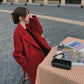 Quilted Thick Woolen Coat Women Mid-length Korean Loose Winter Hepburn Style Woolen Coat