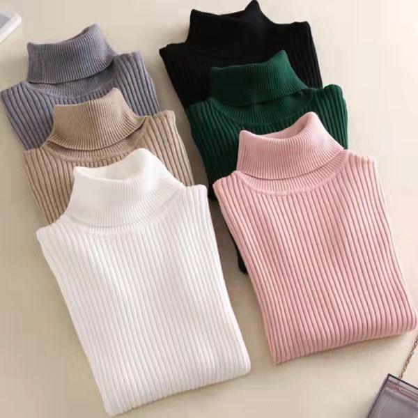 Women's Sweater Thickened Turtleneck Warm Autumn and Winter Knitted Women's Stretch Soft Pullover