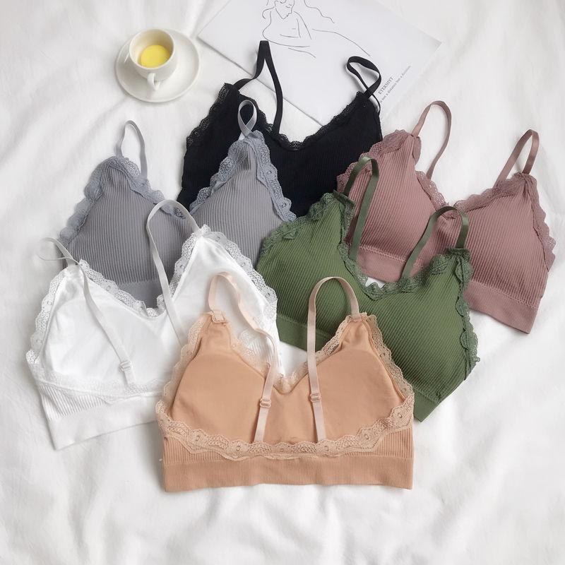 Korean Version Pure Desire Style Lace Bra No Steel Ring Wrapped Chest Anti Light Hanging Belt Bottomed Vest Bra