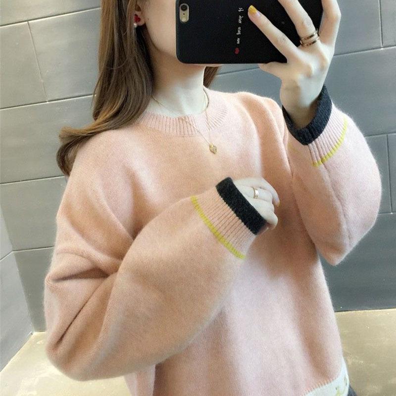 Autumn and Winter Loose Pullover Sweater Thick Short Knit Bottoming Shirt Fashion Casual Girl Sweater
