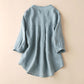 Cotton Stand Collar Shirt Women's Spring and Summer Cotton Linen Three-quarter Sleeves Simple Loose Large Size Casual Blouses
