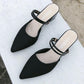 High Heels Pointed Toe Two Wear Baotou Sandals Slippers Women's Summer New All-match Thick Heels Fashion Dual-use Comfortable Black