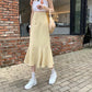 Ruffled Skirt Women's Summer High Waist Slim Mid-length A-line Skirt Solid Color Irregular Edge Fishtail Skirt