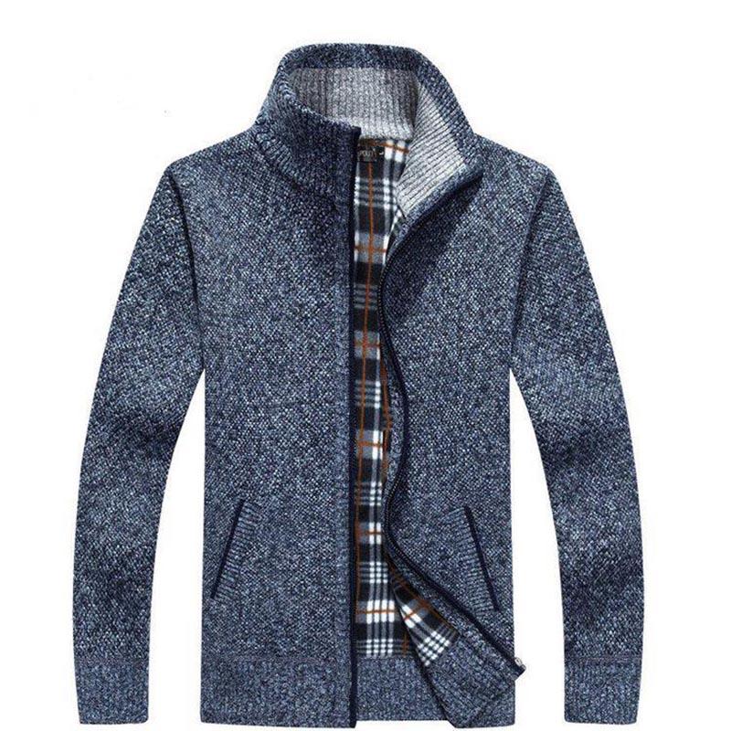 Autumn and Winter Sweater Men's Cardigan Velvet Thick Casual Jacket Loose Warm Fashion Men's Clothing