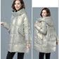 Women's Winter Korean Loose Quilted Coat Warm Stand-collar Down Jacket Women's Glossy Mid-length Down Jacket