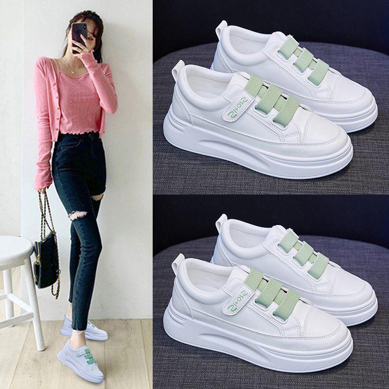 Velcro White Shoes Women Spring All-match Thick-soled Korean Students Casual Breathable Sneakers