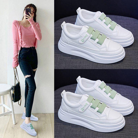 Velcro White Shoes Women Spring All-match Thick-soled Korean Students Casual Breathable Sneakers