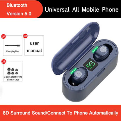 Bluetooth Earphones Mini LED Display Headphone Stero Sound 2000mah Power Bank Sport Wireless Headset