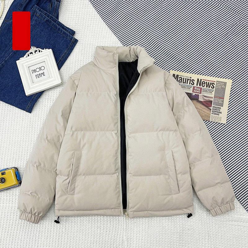 Trendy Men's Cotton-padded Clothes Men's Winter Clothes Thickened Simple Solid Color Padded Jackets Loose Wild Large Size Bread Clothes