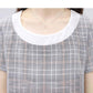 Women's Loose and Thin Casual Plaid Suit Women's Casual Pants Two-piece Suit Round Neck Short Sleeve + Casual Straight-leg Pants Ladies Daily Suit