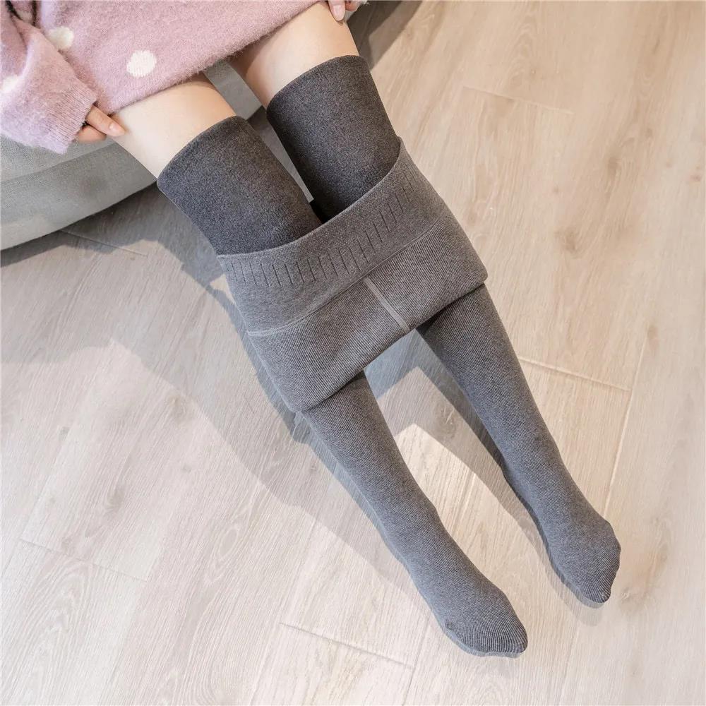 Threaded Leggings Women's Autumn and Winter Plus Velvet Thickening Plus Size Warm Socks Cotton Trousers