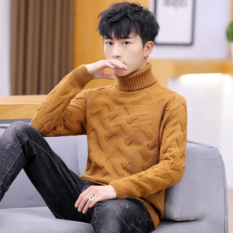 Autumn and Winter Men's Slim Turtleneck Sweater Thickening Trend Youth Sweater