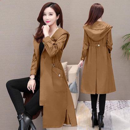 Autumn Fashion Double Breasted Mid-long Trench Coat Mujer Loose Belt Large Size Windbreak