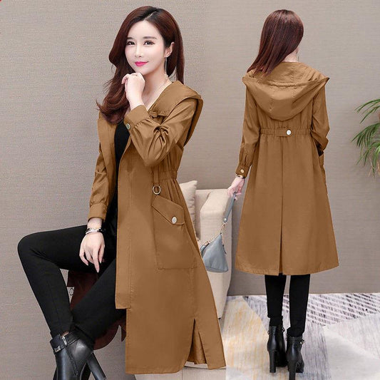 Autumn Fashion Double Breasted Mid-long Trench Coat Mujer Loose Belt Large Size Windbreak