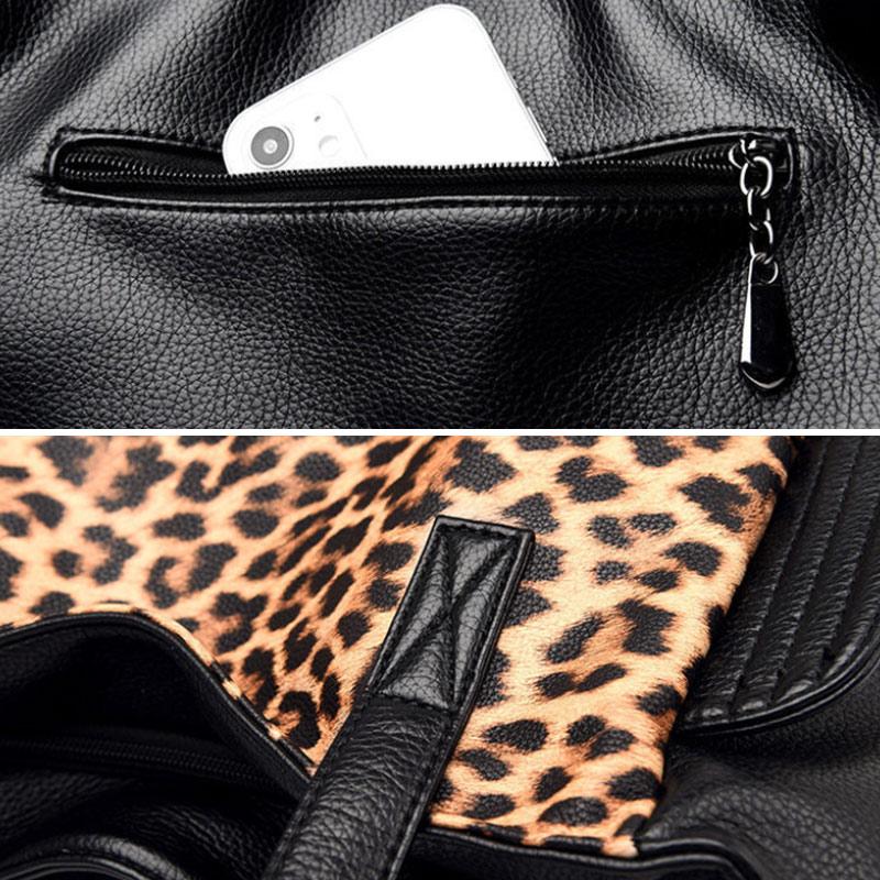 Leopard-print Genuine Leather Women's Bag Large-capacity Shoulder Bag Armpit Bag Soft Leather Mother Bag