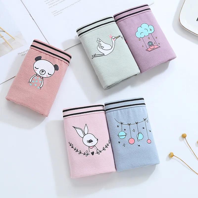 5 PC Kid's Girl Cute Cartoon Bear Pattern Cotton Briefs Panties Underwear Daily Life