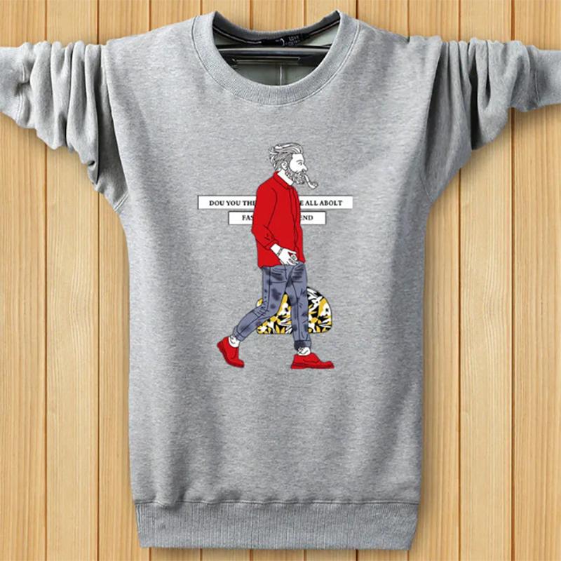 Winter Men's Sweatshirts Thick Youth Warm Pullover Sweater Cotton Plus Velvet Long-sleeved Loose Sweater