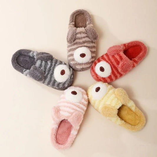 Autumn and Winter Cute Puppy Cotton Slippers Warm Flat Shoes Indoor Non-slip Cotton Shoes Soft Shoes