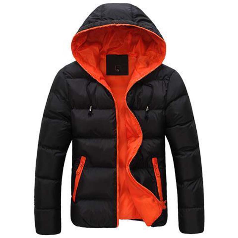 Men's Hooded Windproof Cotton Down Jackets Zipper Long Sleeve Outwear Men Casual Cotton Warm Jacket
