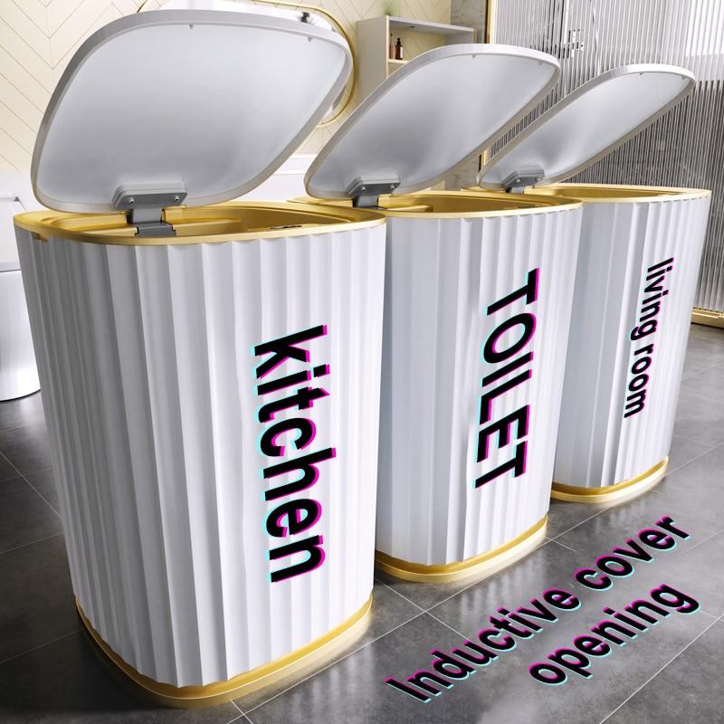 Intelligent Sensor Trash Can Kitchen Bathroom Toilet Trash Can Large-capacity Automatic Sensor Waterproof Trash Can with Lid 15L